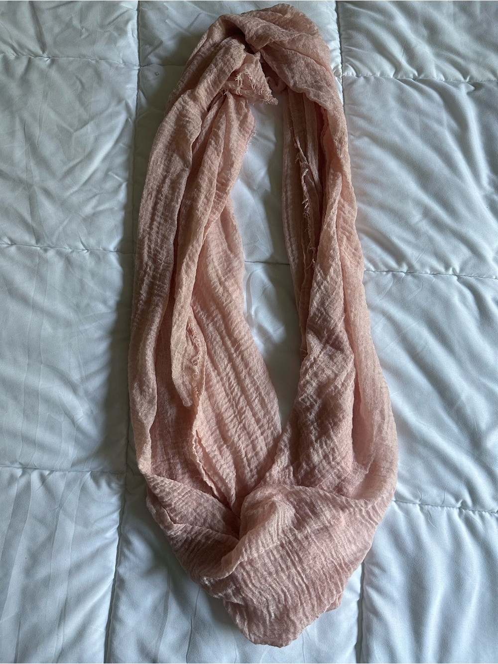 2 SCARVES - Light Pink Fringe Infinity Scarf and Teal Plaid Fringe Scarf